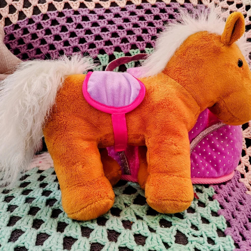 Plush Pink and Purple Pet Carrier with Removable Horse 9